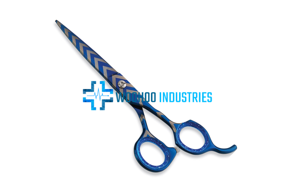 WI-1588 Blue Chevron Barber Scissors
