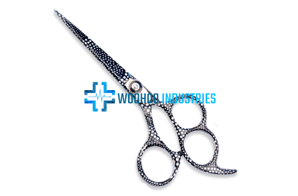 Black polka dot hair scissors