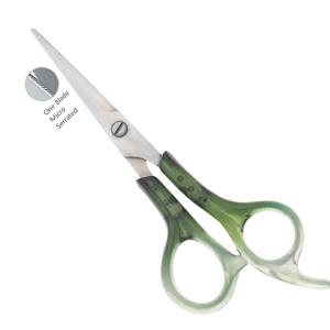 Green handle hair cutting scissors