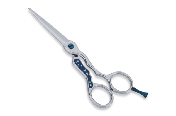 Blue screw barber scissors