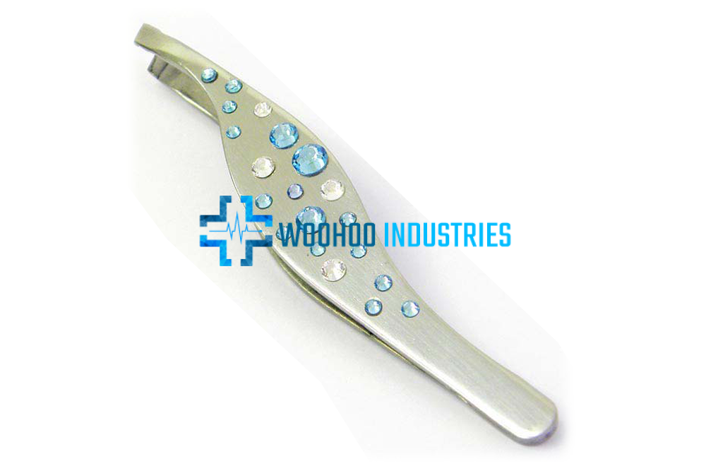WI-1850 Blue Crystal Eyebrow Tweezers