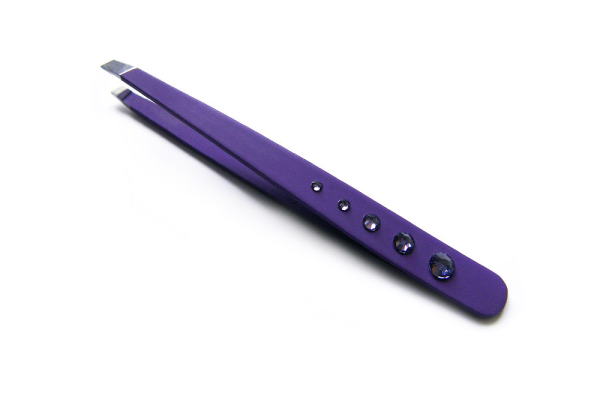 Purple jeweled eyebrow tweezers