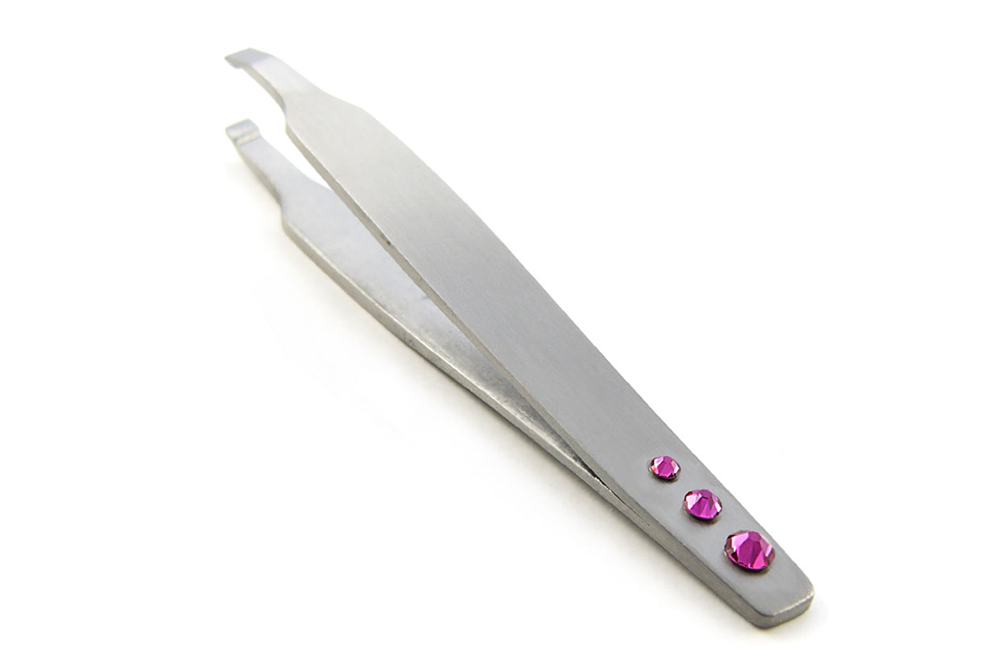 WI-1865 Pink Gem Eyebrow Tweezers